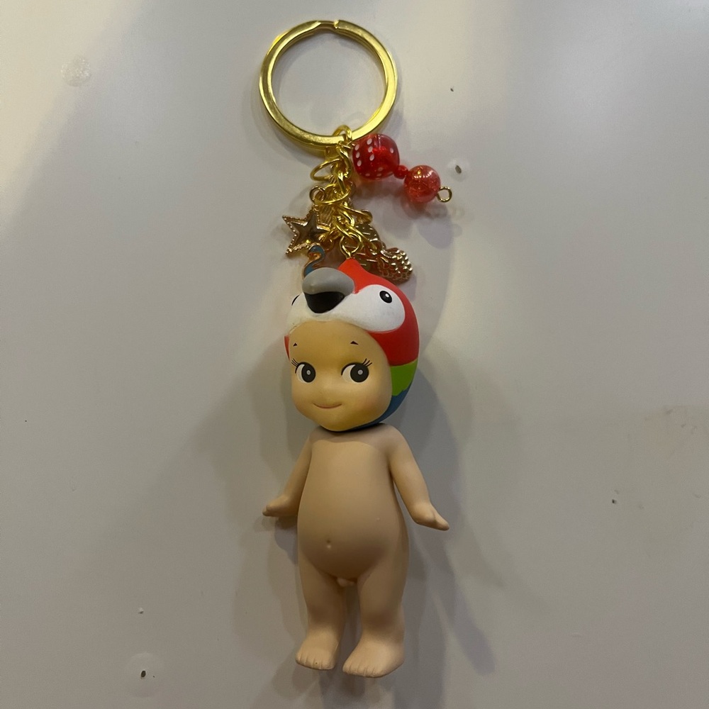 Parrot-Themed Keychain with Figurine